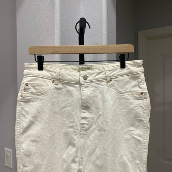 DL1961 Asra Maxi Skirt Ivory Cream Size 27 Front Slit Denim Jean Raw Hem - Picture 3 of 12